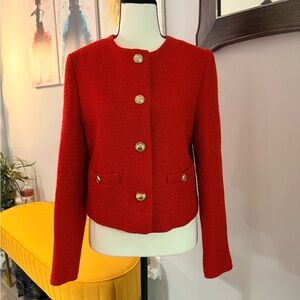 Zara Red Blazer with Gold Buttons